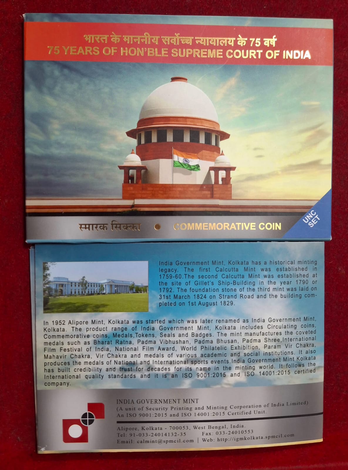 75 Years of Hon'ble Supreme Court of India Kolkata Mint Rare 2 Coins ( UNC Set)