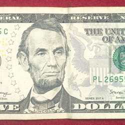 United States 5 Dollars Abraham Lincoln Rare Note # B-2
