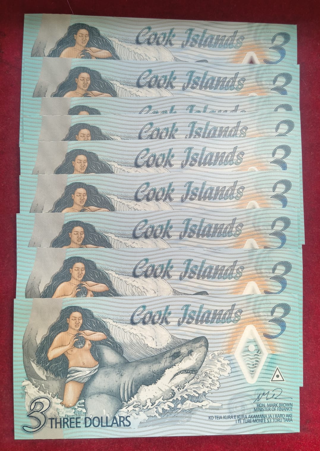 Cook Islands 3 Dollars GEM UNC Polymer Rare Note