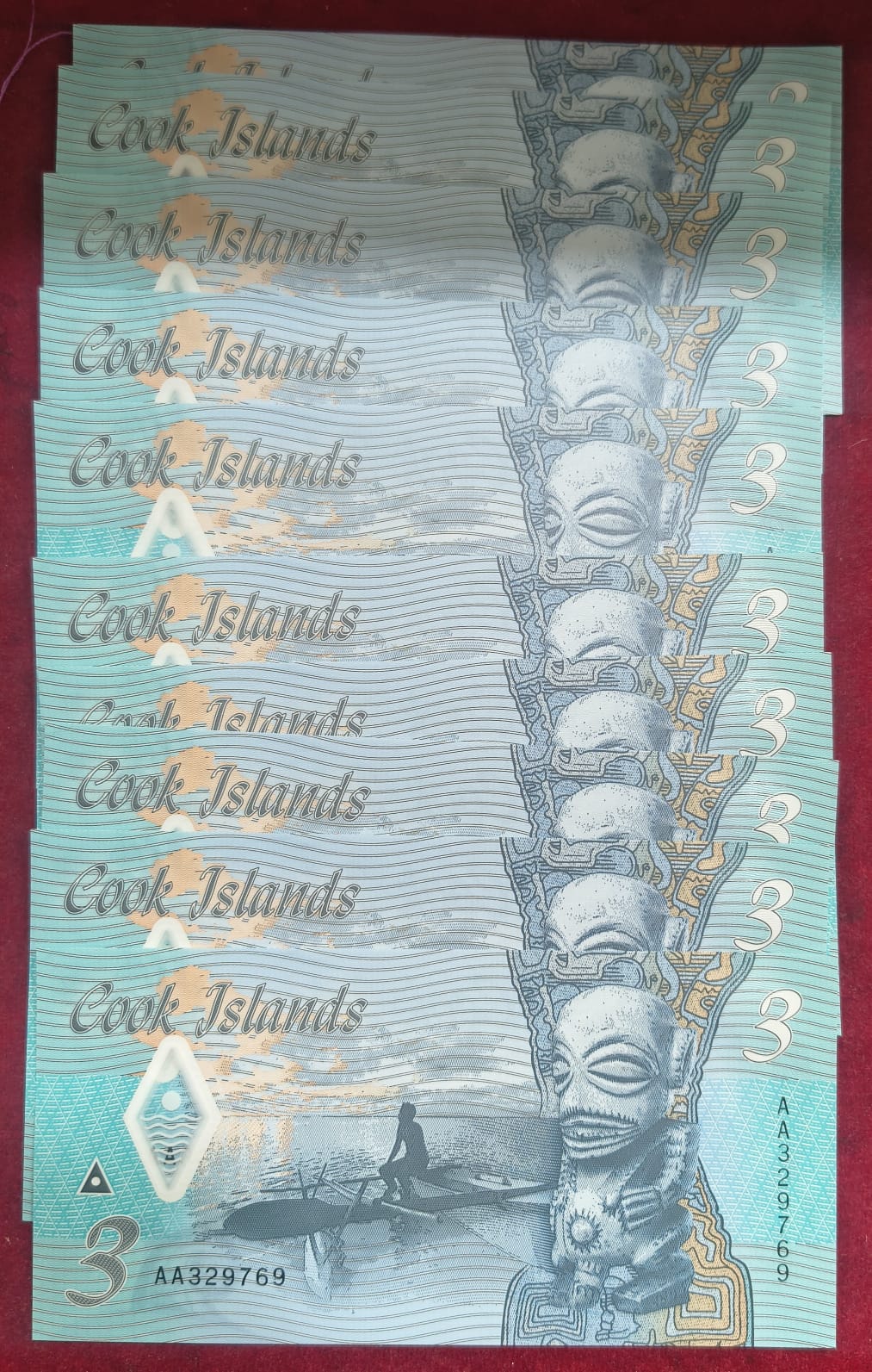 Cook Islands 3 Dollars GEM UNC Polymer Rare Note