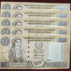Cyprus 1 Pound GEM UNC Rare one Note