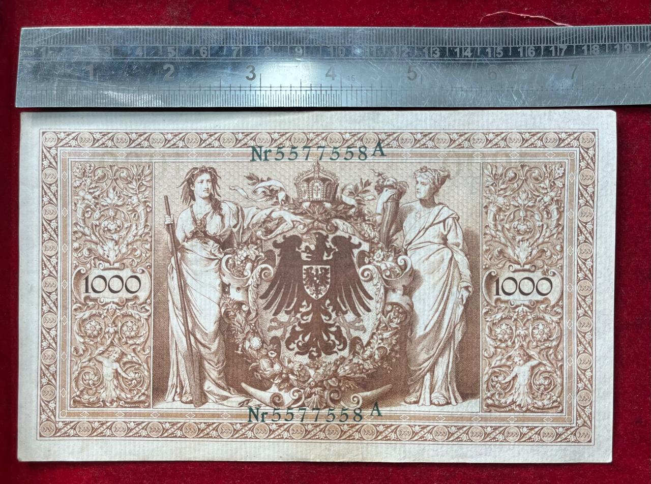 German 1000 MARK 1910 Big Size Green LOGO Rare Note
