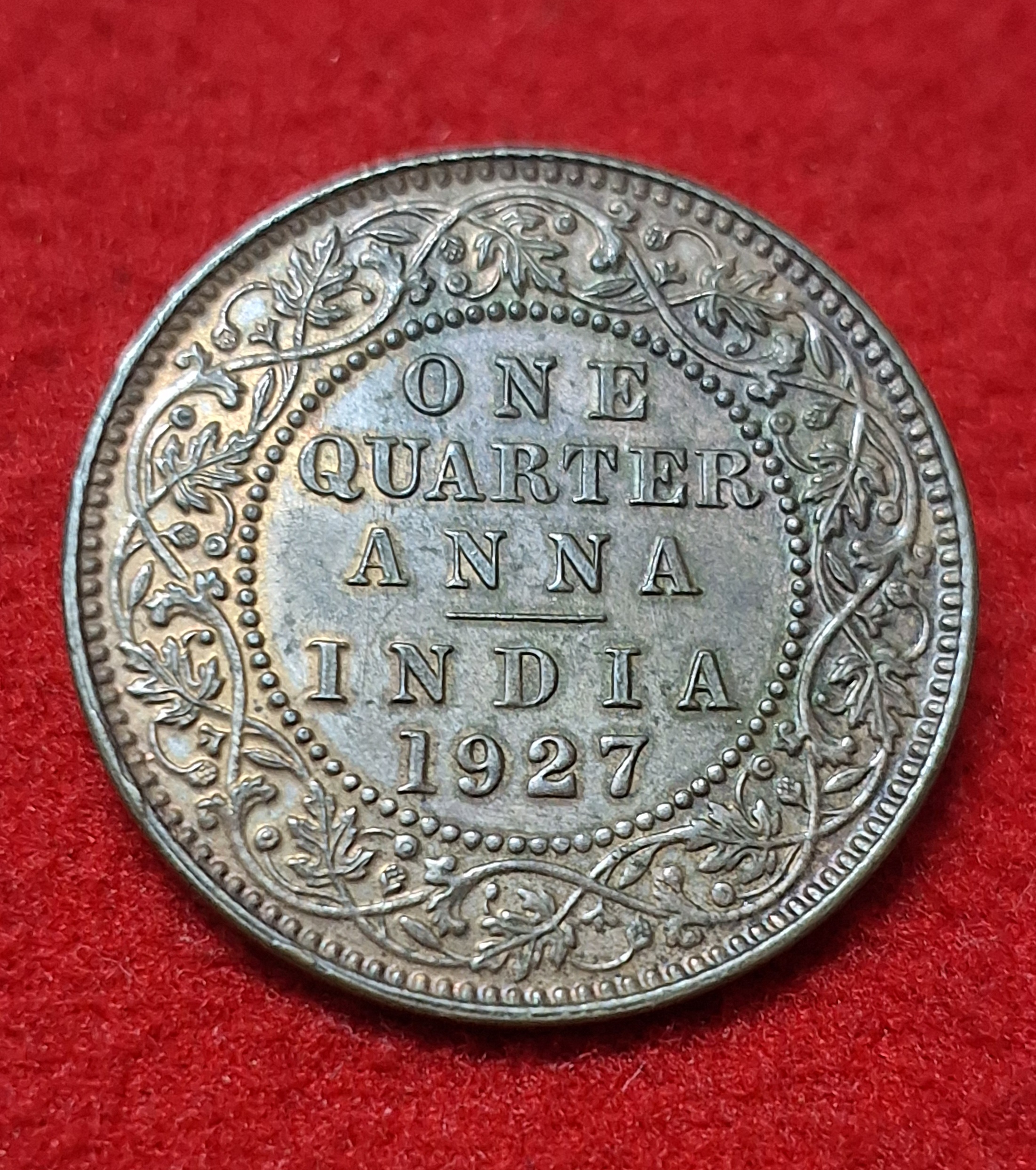 One Quarter Anna 1927 George V King Emperor Coin