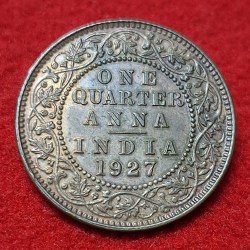 One Quarter Anna 1927 George V King Emperor Coin