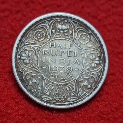 Half Rupee 1939 Calcutta Mint 01