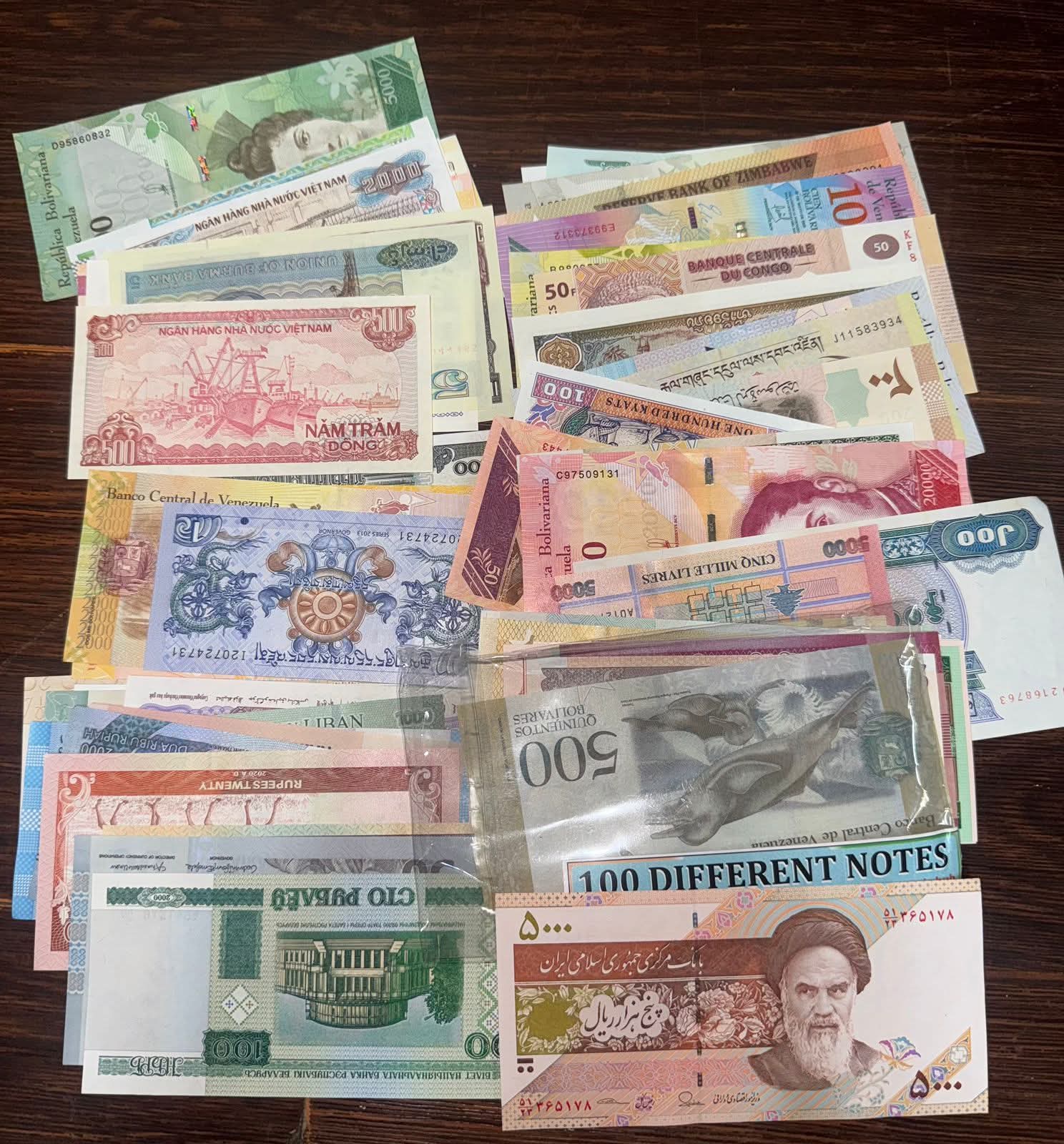 100 Different Countries Rare Bank Note Set Unc Condition