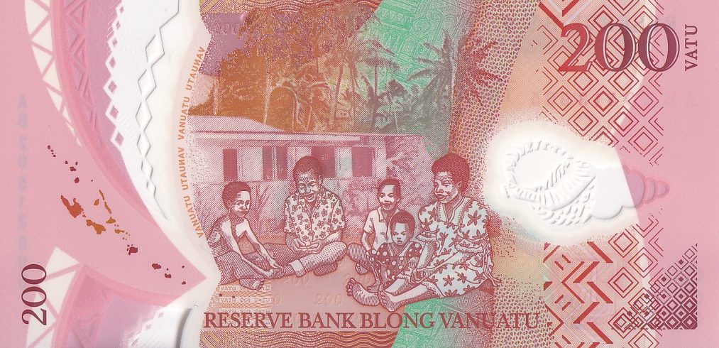 AB prefix 200 Vatu of Vanuatu Polymer Note Unc