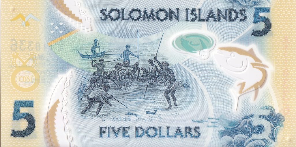 Polymer Note of Solomon Islands 5 Dollars Unc