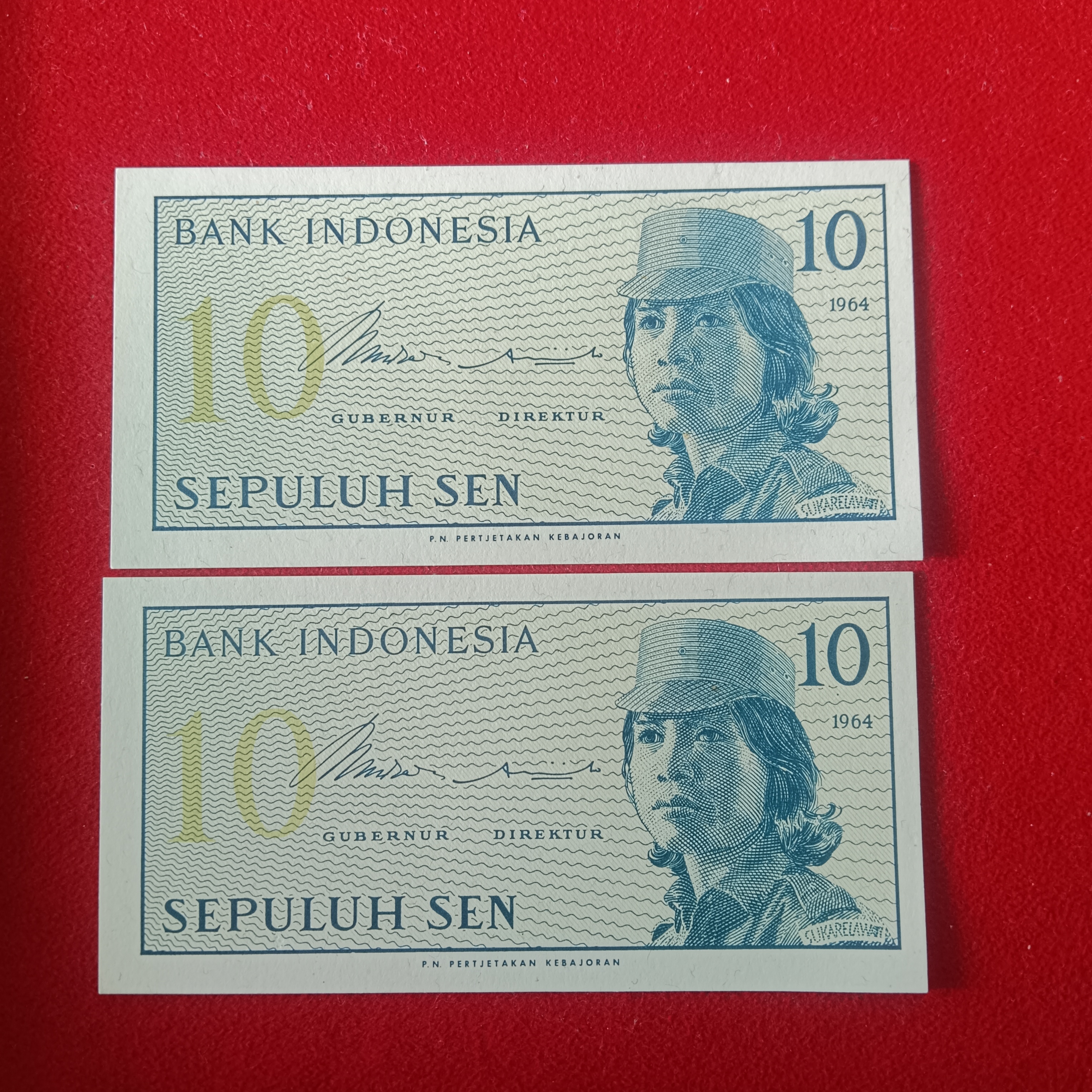 Indonesian 10 SEN Sepuluh 1964 Year 6 Pcs Given Bank Indonesia Unc Condition