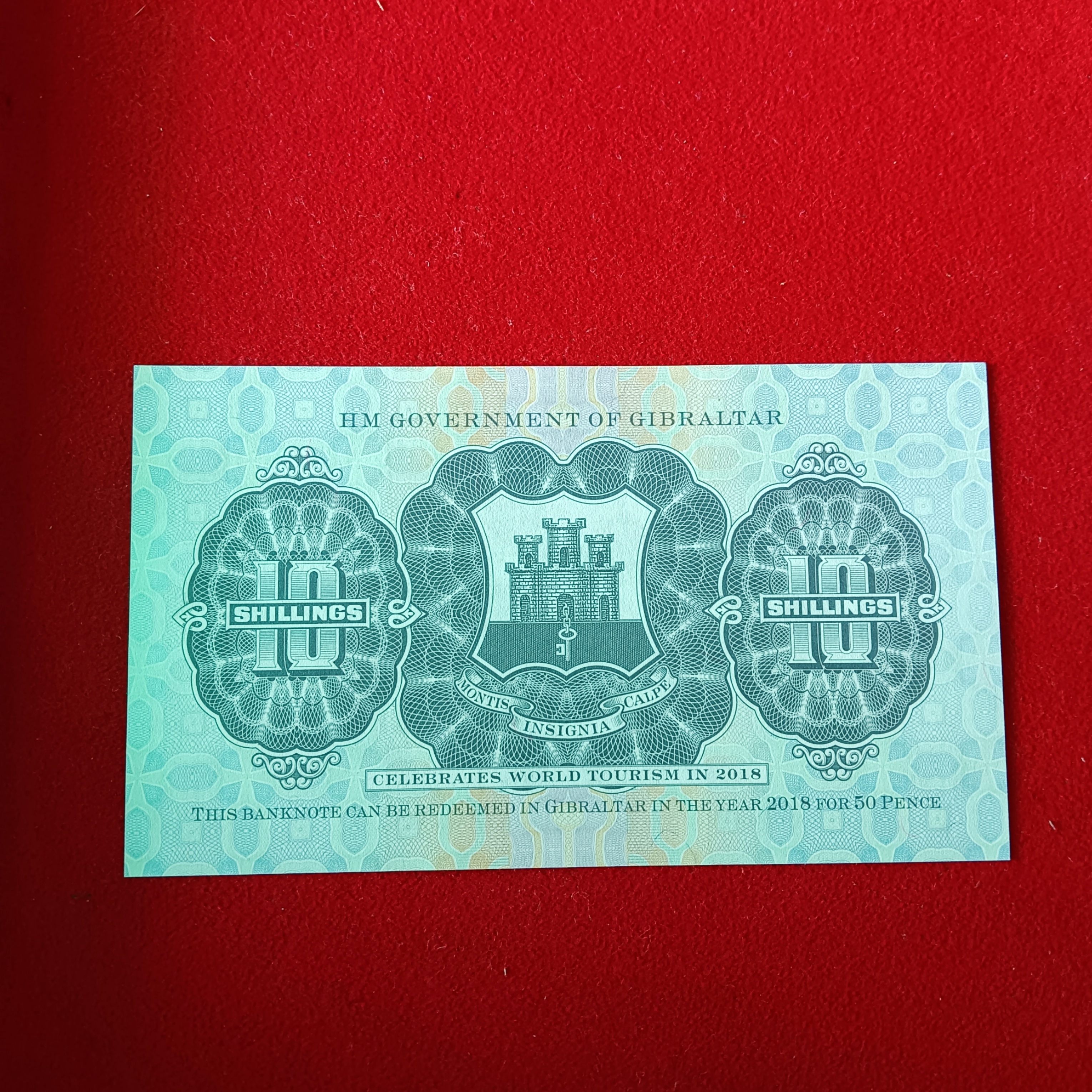 Ten Shillings Issued By The Governorment Of Gibraltar Commarative World Tourism Year