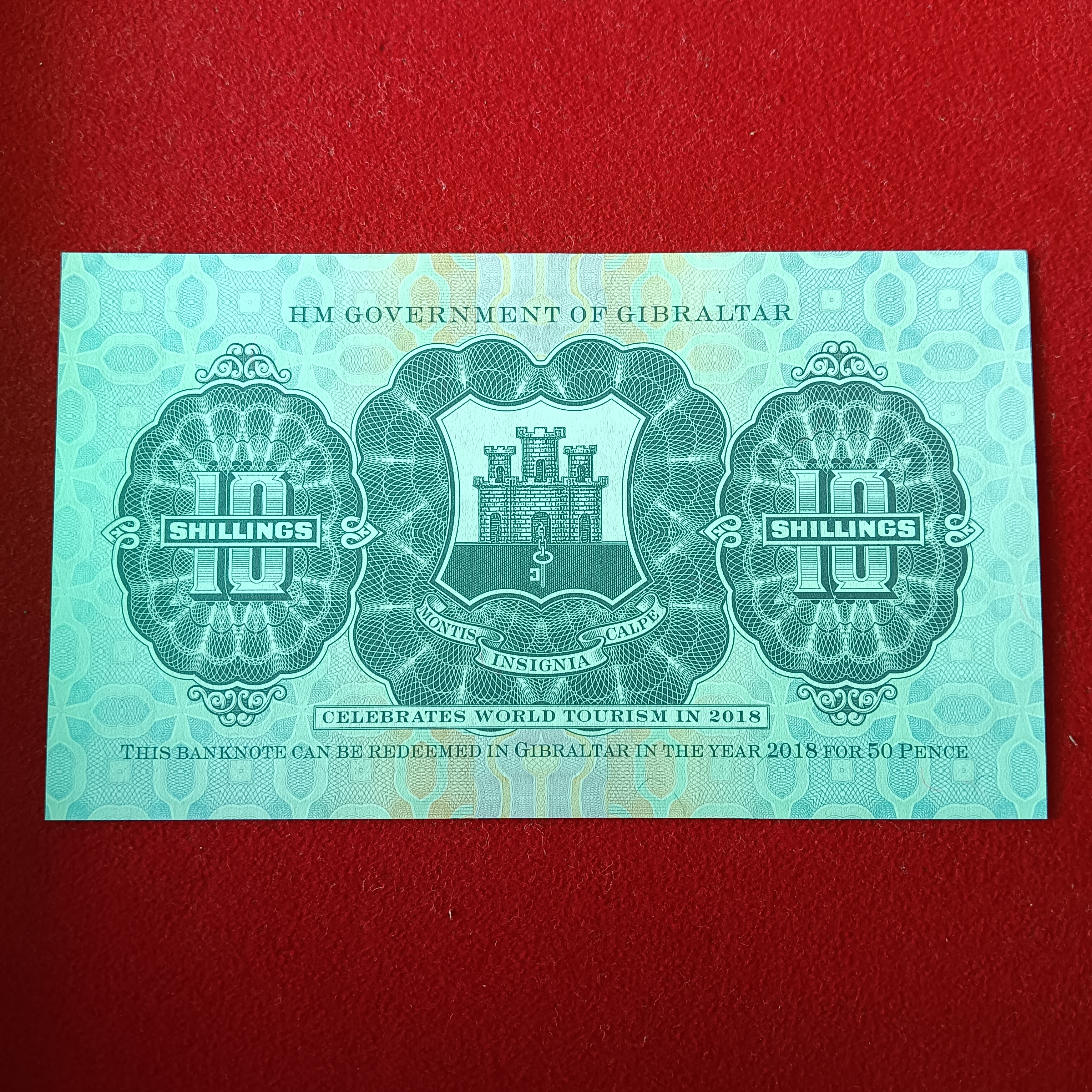 Ten Shillings Issued By The Governorment Of Gibraltar Commarative World Tourism Year