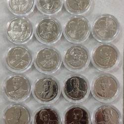 Thailand 19 different 20 Bhatt commevrative big size gem unc proof coin with capsool