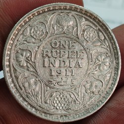 1911 One Ruppes" George Fifth Bombay mint" British India Rare Date's Coin 100% Original Coin # sku 11