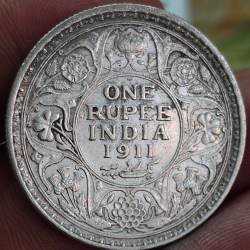 1911 One Ruppes" George Fifth Bombay mint" British India Rare Date's Coin 100% Original Coin # sku 22