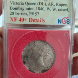 1840 East india company victoria one ruppes ngs grading Bombay mint w.w.raised 28 berries grade coin 100% original coin