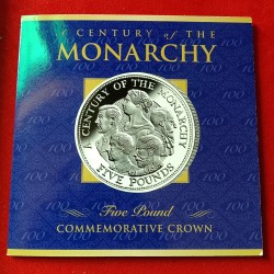 Extremely Rare a Century Of The Monarchy Queen Elizabeth Five Pounds Commemorative Crown 2000 Year Proof Coin