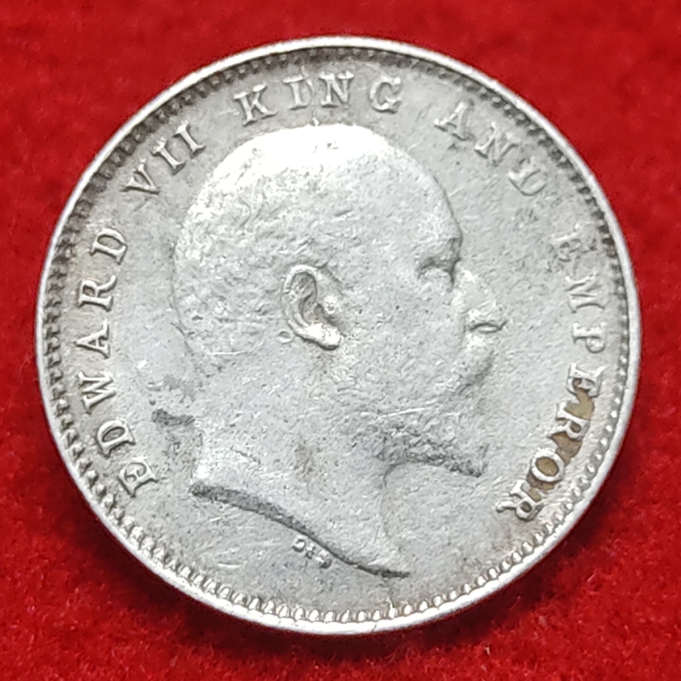 Two Anna Silver Coin Edward VII 1904 Calcutta Mint