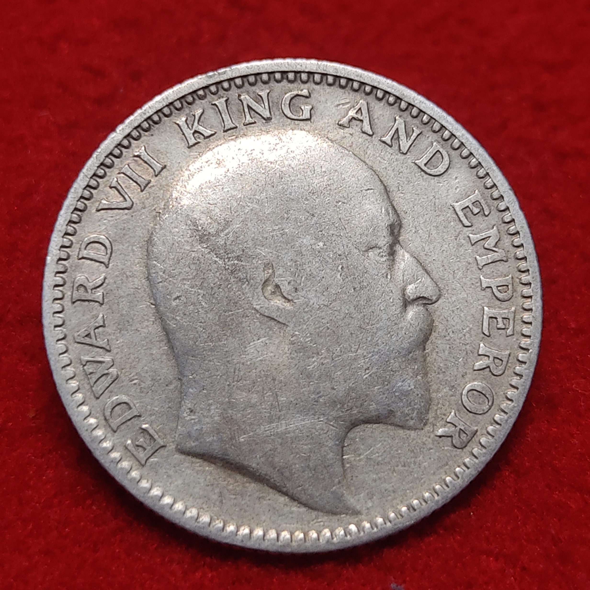Rare Half Rupee Silver Edward VII 1909 Calcutta Mint