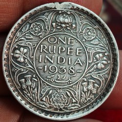 1938 George VI One Ruppes (hook remove) coin Bombay mint Extermaly Rare coin #56