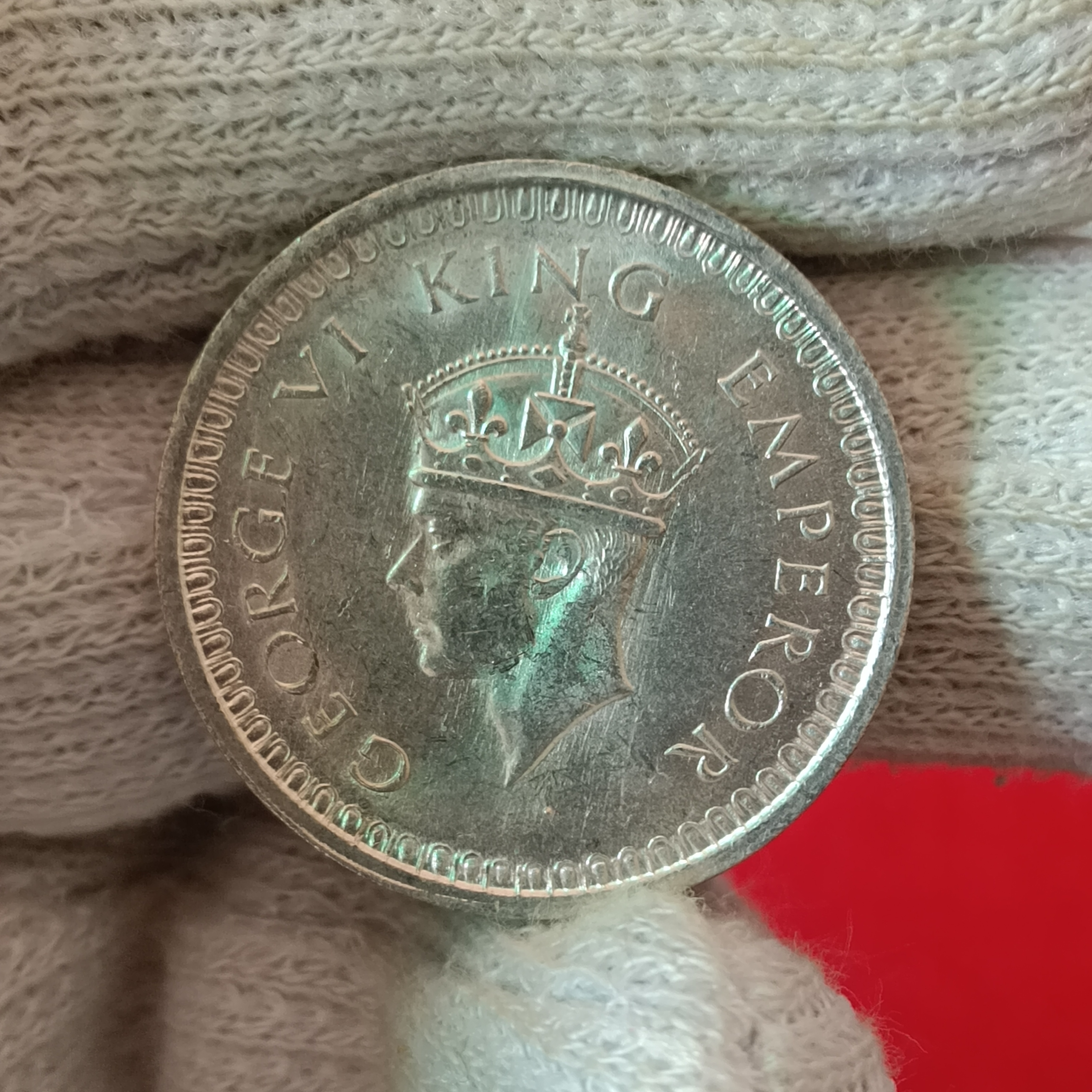 George Vi Silver One Rupee India 1942 Year Bombay Mint Unc Condition British of India