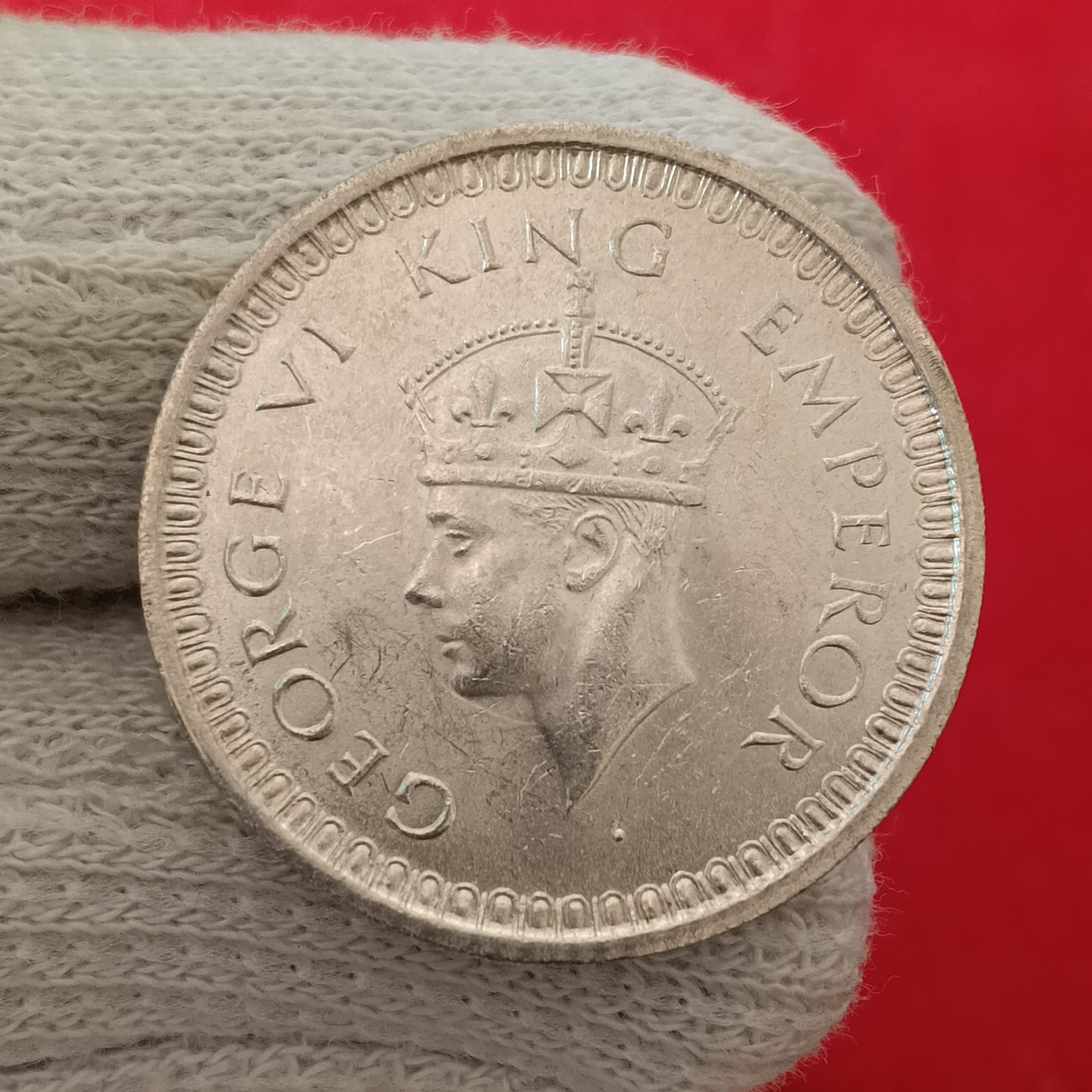 George Vi Silver One Rupee India 1942 Year Bombay Mint Unc Condition British of India
