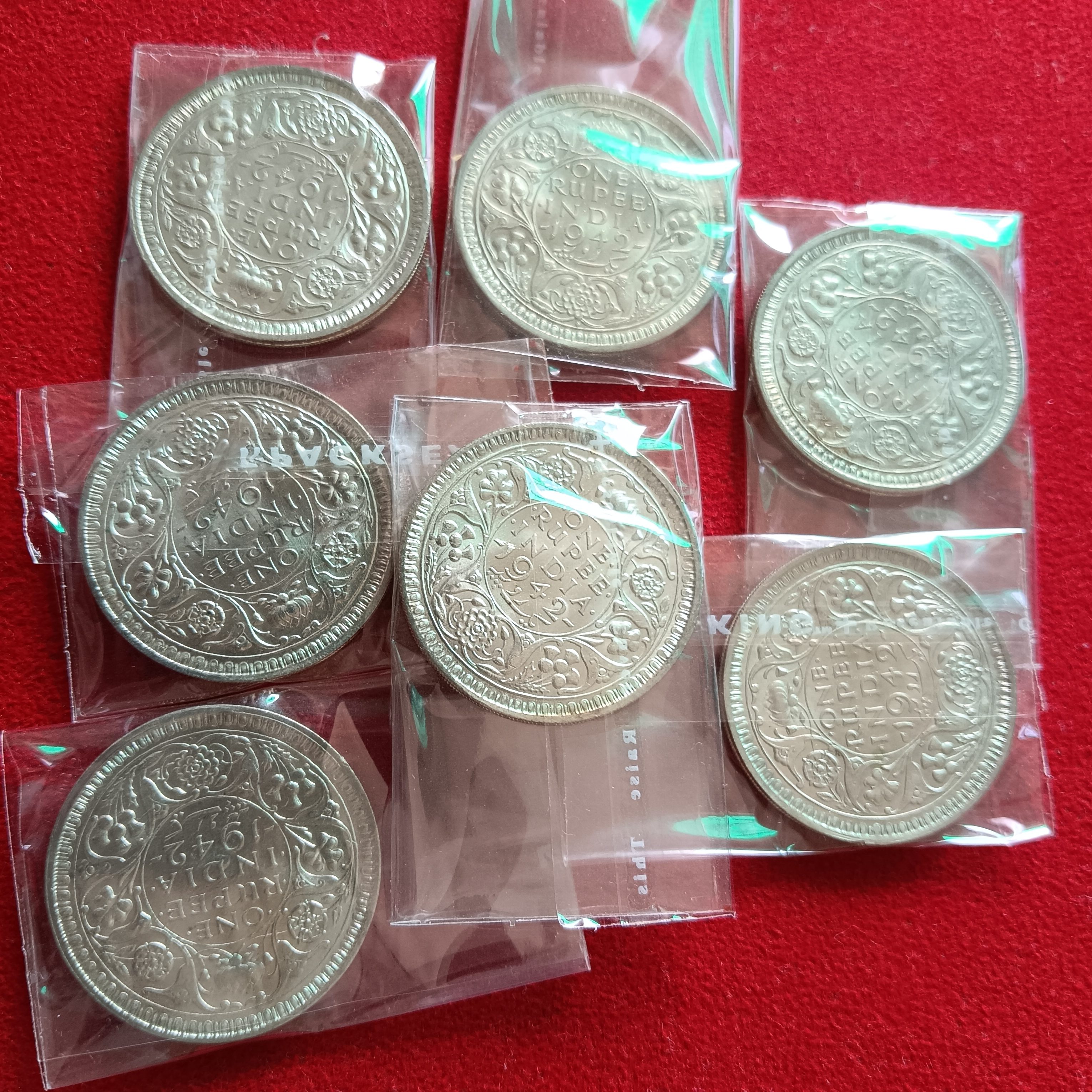 George Vi Silver One Rupee India 1942 Year Bombay Mint Unc Condition British of India