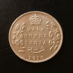 🔥🔥 Fully Silver Edward 1/2 ₹ Half ruppee 🎉🎉1910. Excellent Condition as Images COST on pm Same and similar piece available