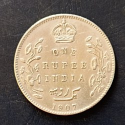 Silver British India King and emperor Edward VII year 1907 Denominaton 1 ₹ Same and similar piece available