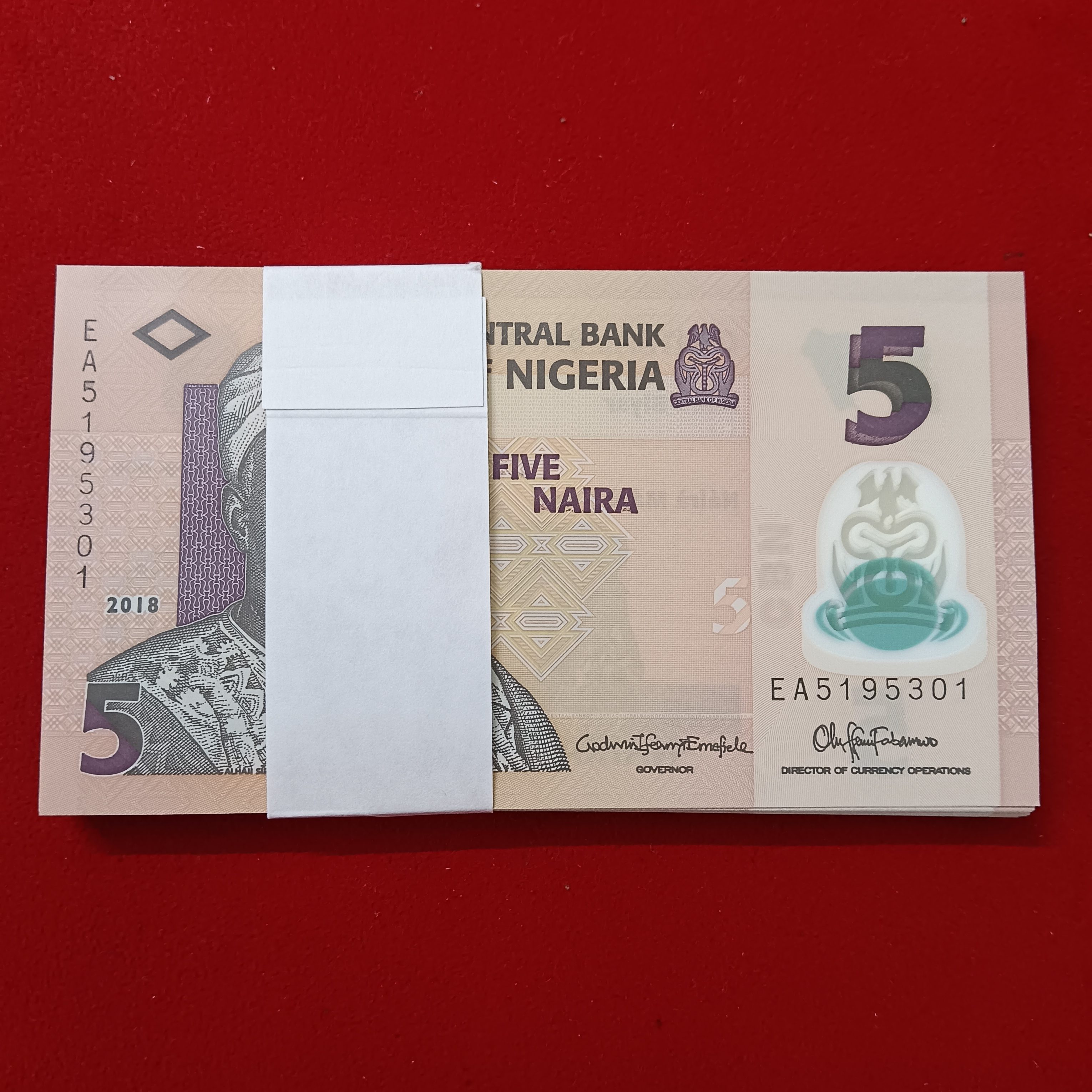 Five Naira Rare Full Polymer Bundle Gem Unc Condition Central Bank of Nigeria