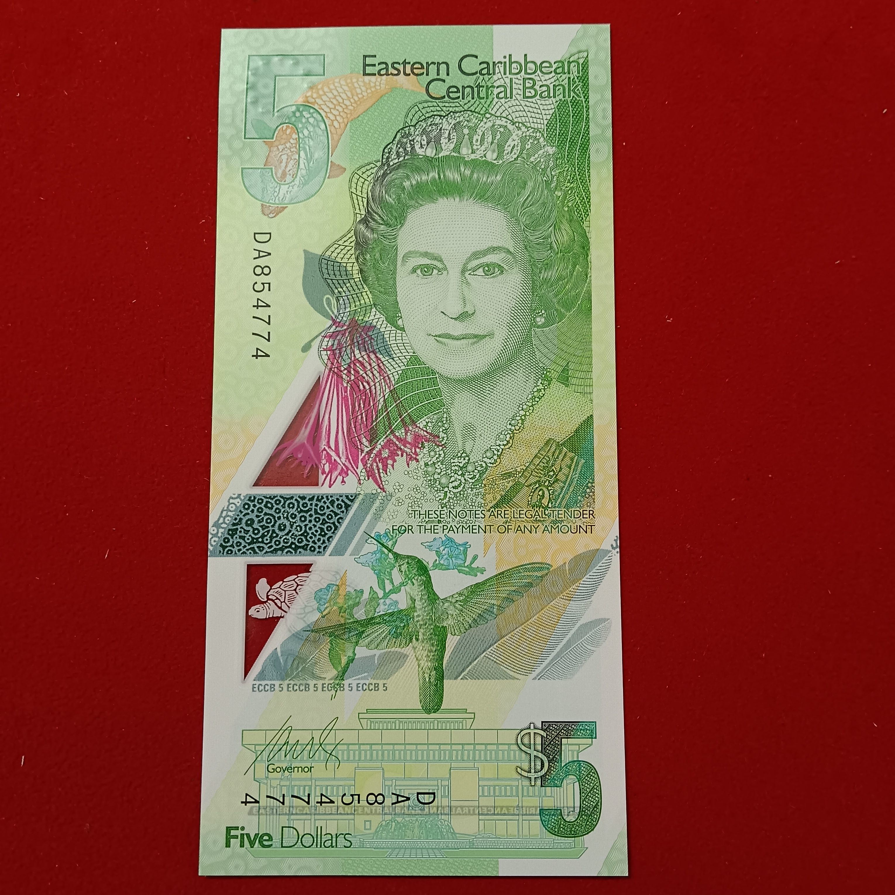 Queen Elizabeth 5 Five Dollars Commarative Issue Polymer Note Eastern Caribbean Central Bank