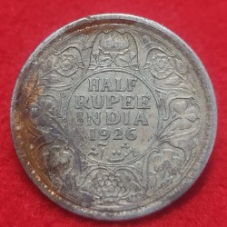 Half Rupee Silver Coin George V 1926 Calcutta Mint