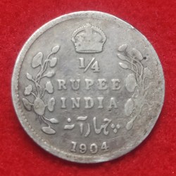 1/4 Rupee Edward VII 1904 Calcutta Mint