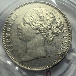 British India Victoria Divided Legend 1840 One Rupee Silver Coin High Grade Unc