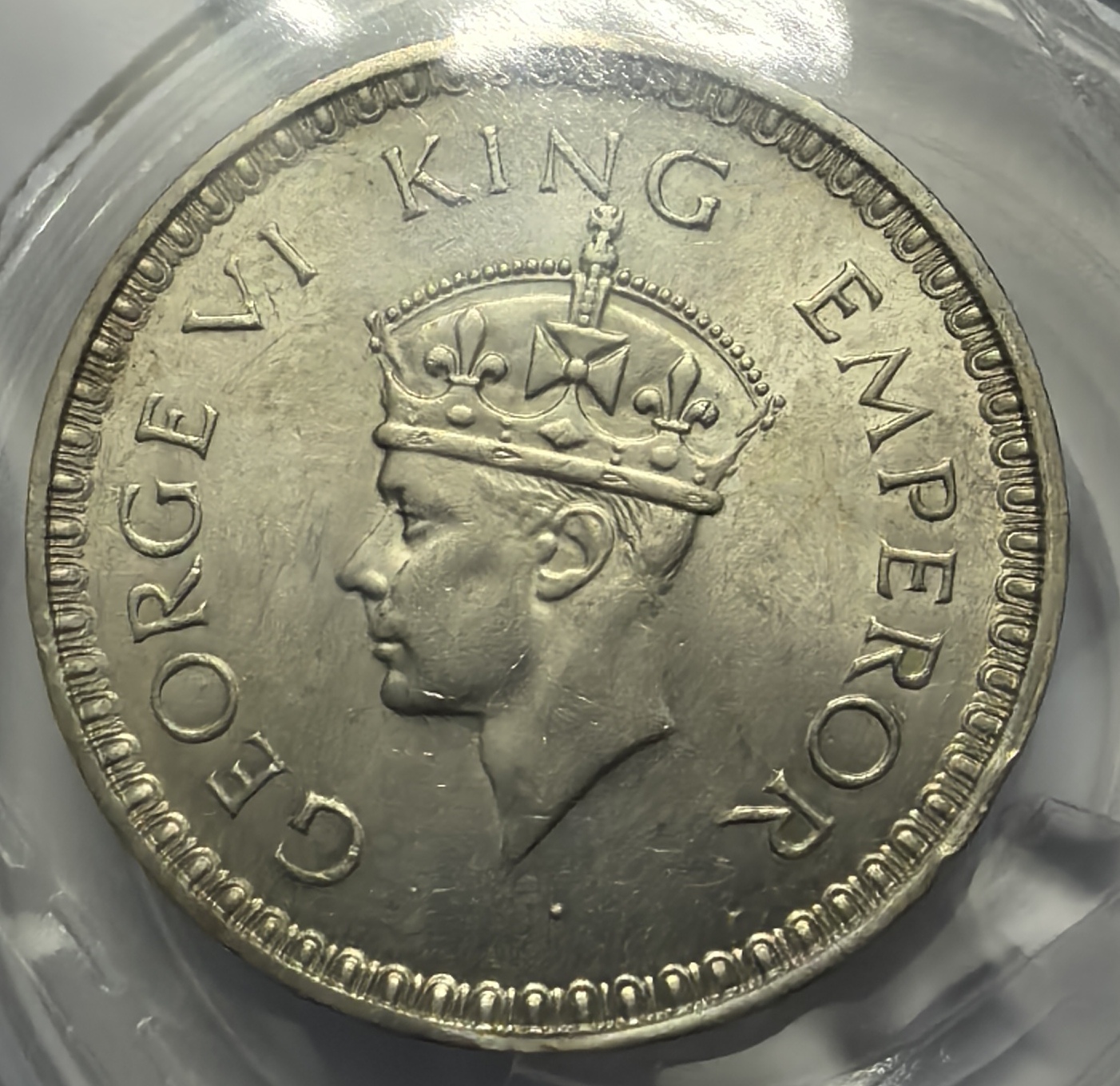 George VI One Rupee 1943 Silver Coin Unc Rare