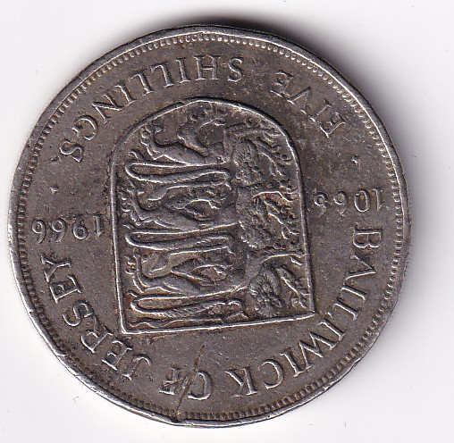 Jersey 5 Shillings 1966 - Elizabeth II Rare Big Size Crown Size Coin #Z-1361