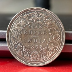 Extremely Rare 10 Dot One Rupee 1862 Victoria Queen Silver British India Coinage