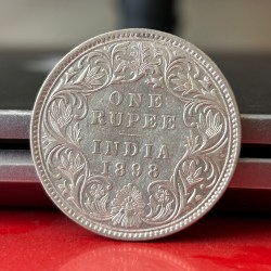 Rare One Rupee 1898 Silver Coin of Victoria Empress British India Coinage