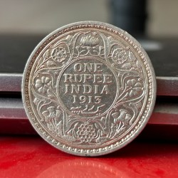 Rare 1913 One Rupee of George V King Emperor Calcutta Mint Silver 11.66 Gram British India Coin Same as per shown given