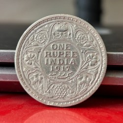Rare 1917 One Rupee of George V King Emperor Calcutta Mint Silver 11.66 Gram British India Coin Same as per shown given