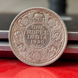 Rare 1920 One Rupee of George V King Emperor Bombay Mint Silver 11.66 Gram British India Coin Same as per shown given