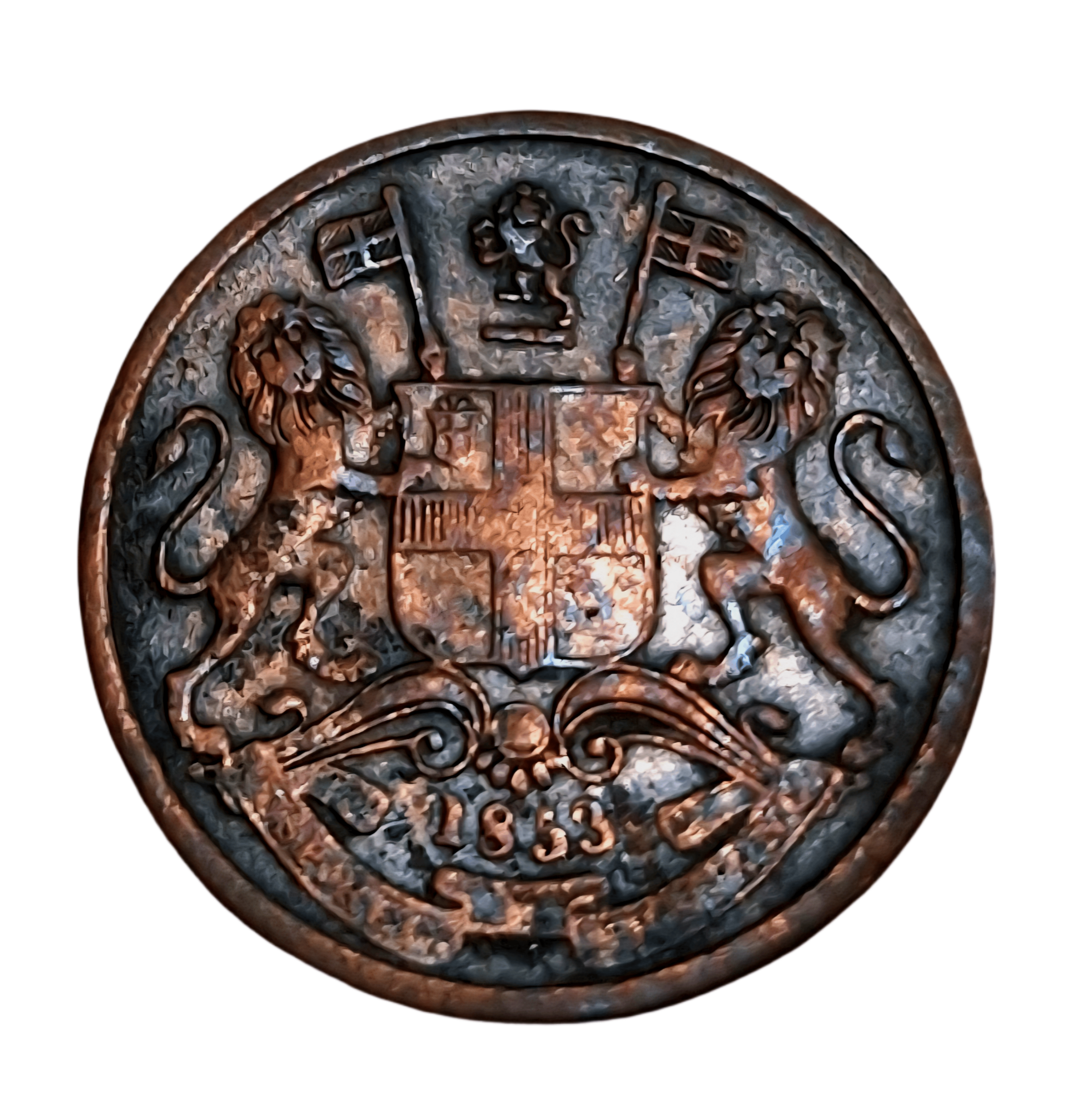 British India Copper One Pice Year 1853 "East India Company" **Rare** High Collectable Grade.