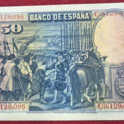 Spain 50 Pesetas Lowest Price Rare not # B-2