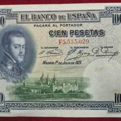Spain 100 Pesetas Rare Note # B-2