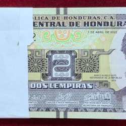 Honduras 2 Lempiras Rare GEM UNC (100 Note) NON- Serial Packet