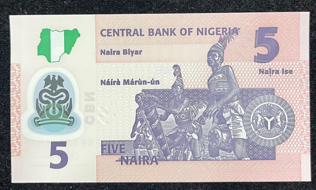 Nigéria 5 naira GEM UNC Polymera Rare Note