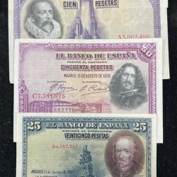 Espana 5 Old Issue 1925 Extermaly Rare Bank Note Set