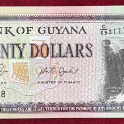 Guyana 20 Dollars GEM UNC Rare Note