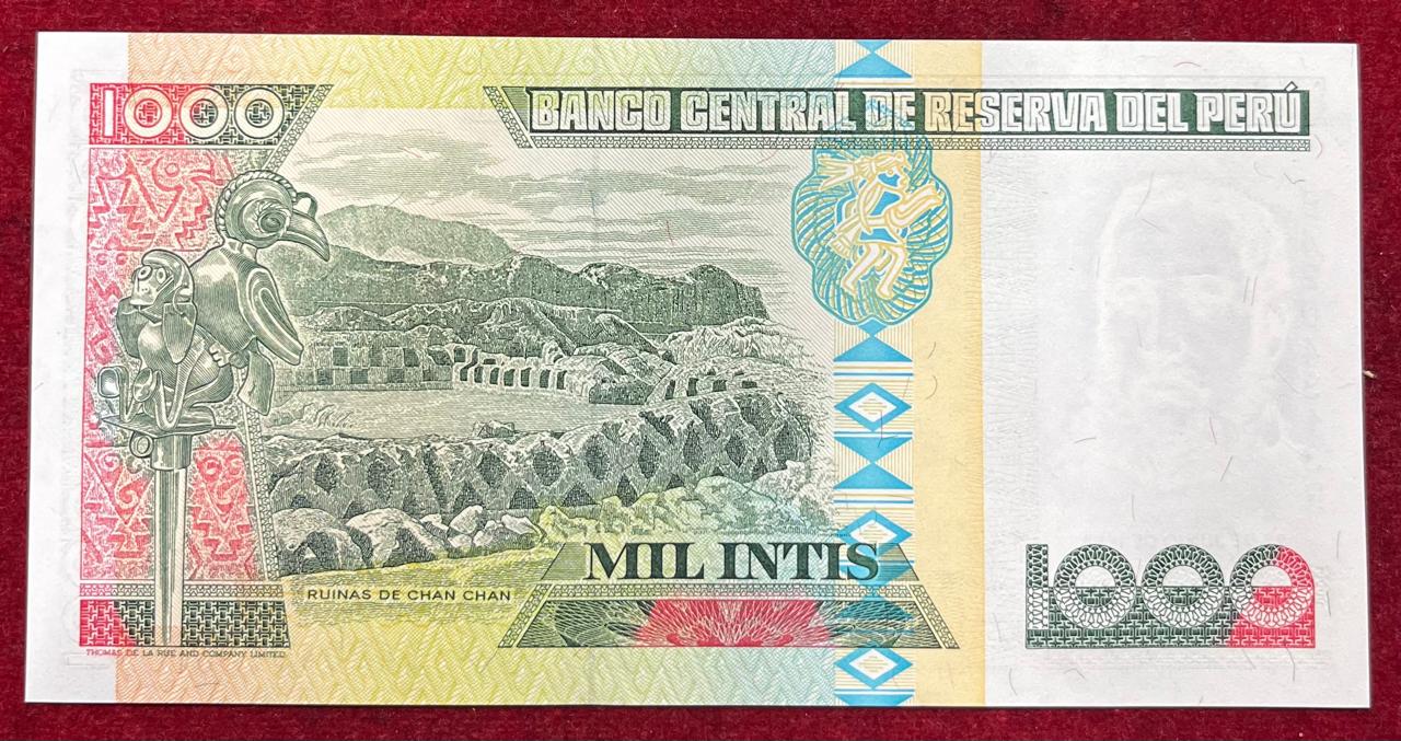 Peru 1000 Intis GEM UNC Rare Note