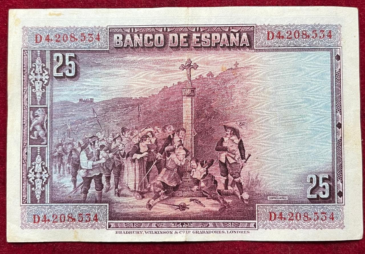Spain 25 Pesetas ( Year 1928 ) Bank Note