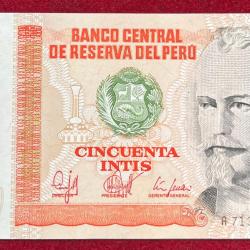 Peru 50 Intis GEM UNC Rare Note